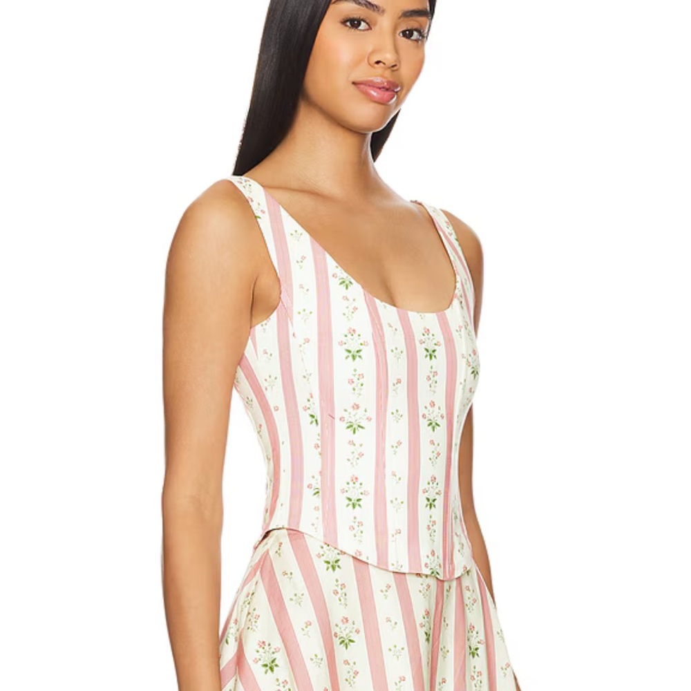 WeWoreWhat Scoop Corset Top in Lemon Icing Multi - Picture 2 of 5